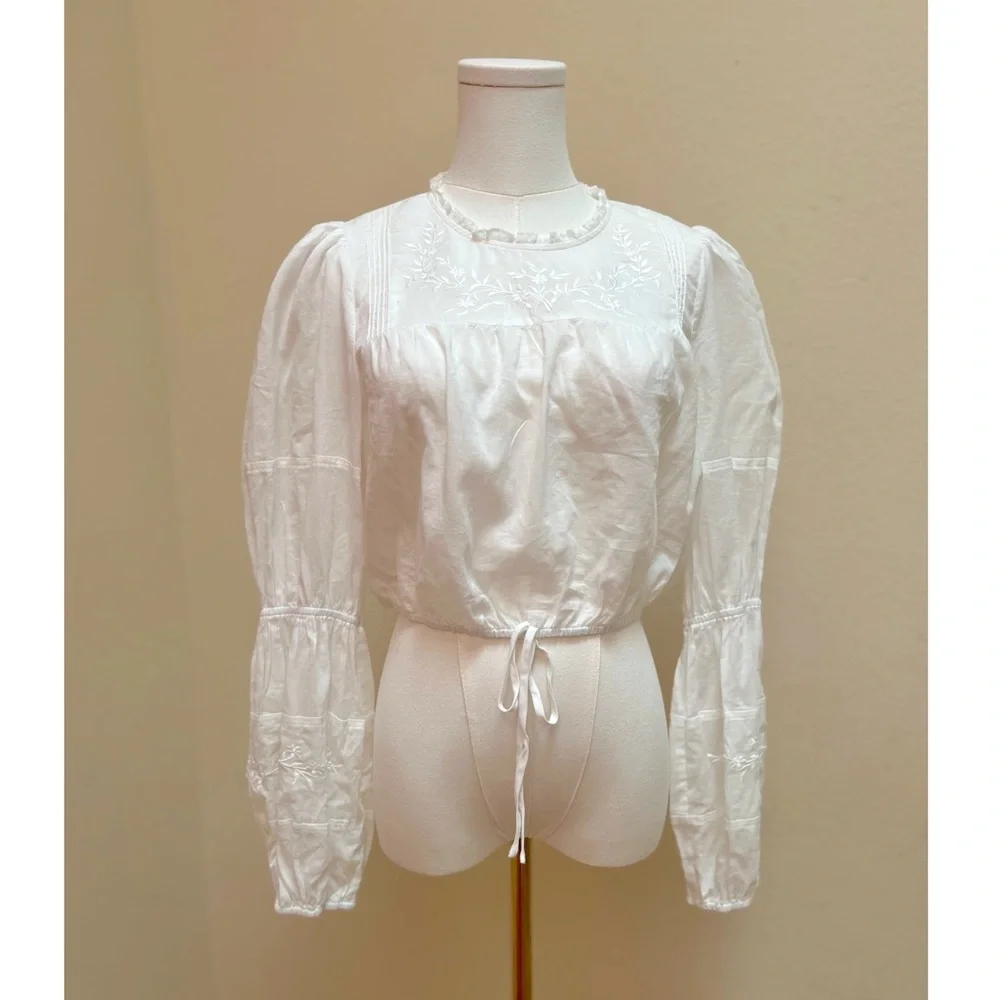 REFORMATION Organic Cotton Peasant Blouse